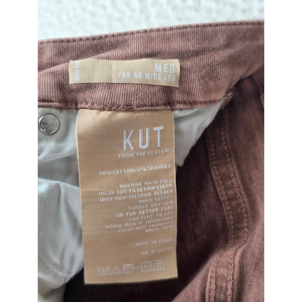 Kut Meg Fab Ab Wide Leg Jeans Womens 6 29x27 High Rise Raw Hem Stretch Mauve - Picture 4 of 16
